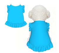 Robe pour chien imprimée bleu clair de couleur unie, jupe chemise pour chien mignon, sans manches, tenue d'été pour animaux de compagnie, pour chiot et petit chat, taille M