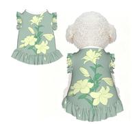 Robe pour chien imprimée lys blancs de dessin animé, jupe chemise pour chien mignon sans manches, robe d'été pour animaux de compagnie, pour chiot et petit chat L