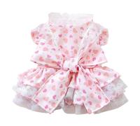 Robe Pour Chien - Polyester, Costume Tutu Moelleux, Robe Pour Animaux De Compagnie Coeur Rose Avec Nœud | Vêtements Mignons Pour Animaux De Compagnie De Style Princesse Pour Chats Et Petits Chiens, Te