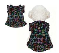 Robe pour Chien Rainbow Puzzle Sensibilisation à l'Autisme, vêtements Respirants pour Animaux de Compagnie, t-Shirts à Manches volantées pour séance Photo de fête, Grande Taille