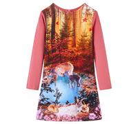 Robe pour Enfants à Manches Longues Vêtement Filles Imprimé Cerf Vieux Rose 128