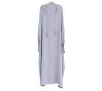 Robe pour Femmes Couleur Unie à Franges avec Capuche Style Moyen-Orient Dubai Turquie - Robe Décontractée Élégante Polyvalente, gris, L