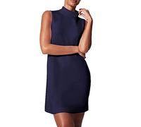 Robe pour Femmes été sans Manches col Montant Robe décontracté Une Ligne débardeur Robe Robe d'été avec Poches Petite Robe Noire (Blue, XL)