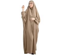 Robe pour femmes musulmane One Piece Robe de prière Abaya islamique Moyen-Orient Dubaï Turquie Maxi Abaya Caftan avec Hijab Robe Full Cover, kaki, taille unique