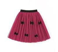 Robe pour Fille Jupe Évasée Couches Douces Automne Hiver Élasticisée Confortable Fête Élégante (Red, 3-4 Years)