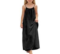 Robe pour Fille - sans Manches Ligne A Couleur Unie Basic Les Loisirs Ample à Poches Filles, Jouer Détendre la Maison, Tout-Petits et Enfants2026