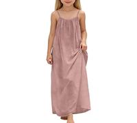 Robe pour Fille - sans Manches Ligne A Couleur Unie Basic Les Loisirs Ample à Poches Filles, Jouer Détendre la Maison, Tout-Petits et Enfants2026