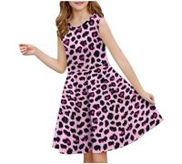 Robe pour filles - légère - Ligne A - Manches courtes - Mini robes de fête soirée ceremonie vacances - Imprimé robes enfants filles chic et elegant - Décontractée - Robe pour fille de 3 à 14 ans