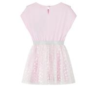 vidaXL Robe pour Filles Volants, Vêtement à Manches Courtes pour Filles, Robe à Bouton pour Tout-Petits 3-4 Ans, Imprimé Cœurs Brillants Rose Clair 104