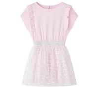 vidaXL Robe pour filles à volants – manches courtes, imprimé cœurs brillants – Rose clair 104