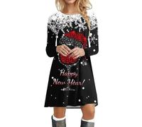 Robe pour Noël Femme Joyeux Noël Robe Mere Noel Chic Vintage Rétro Année 50s pin-up Rockabilly Swing à Pois Robes de Soirée Ugly Christmas Dress Déguisement Mère Noel (b-Black, S)