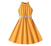 Robe Princesse Ado Fille été sans Manches - Robe de soirée sans manches pour filles - vêtement élégant pour occasions spéciales - robe de princesse confortable - tenue de danse pour petites filles
