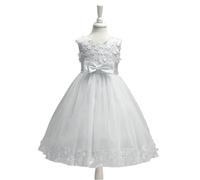 Robe Princesse Bébé Fille en Dentelle et Tulle avec Noeud Papillon - Robe de Soirée Fille Chic et Elegant pour Mariage Anniversaire Cérémonie Demoiselle d'honneur,Blanc,12 Mois,18 Mois,f55a