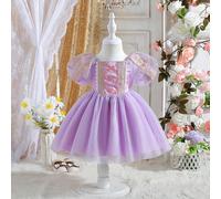 Robe princesse de soirée en mesh à manches bouffantes pour bébé fille 6-9M,9-12M,12-18M,18-24M,2-3Y,3-6MPlantesÉtoffe
