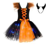 Robe Princesse Déguisement Maléfique Fille, Halloween Carnaval Tutu Robe ave Bandeau, Sleeping Beauty Halloween Dress Up Costume pour Noël, Halloweens, Carnaval et Fête à Thème