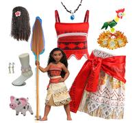 Robe princesse Disney Moana 2 pour filles, Costume de Cosplay Vaiana pour fête de carnaval, aventure océanique, vêtements fantaisie pour enfants, nouvelle collection flower and necklace