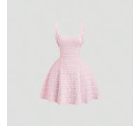 Robe princesse élégante à fleurs en tissu, taille cintrée, dos nu, style A-line, féminine et gracieuse, convient pour le début du printemps, rose L,M,S,XSgraphiqueTissu tissé