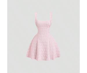 Robe princesse élégante à fleurs en tissu, taille cintrée, dos nu, style A-line, féminine et gracieuse, convient pour le début du printemps, rose L,M,S,XSgraphiqueTissu tissé