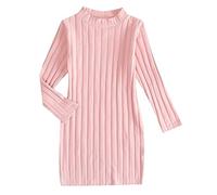 Robe Princesse en Tricot pour Petites Filles, Couleur Unie, col Haut, Manches Longues, Printemps-Hiver Pulls Molletonnés pour Filles Pull Capuche Tendance