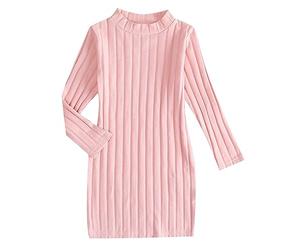 Robe princesse en tricot pour petites filles, couleur unie, col haut, manches longues, printemps-hiver Pulls Noirs Pour Filles Zippés Womens Sweaters Robes Pour Filles Avec Poches Pour Invités De