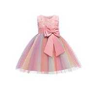Robe Princesse Enfant Fille Bowknots Tulle sans Manches Anniversaire Noeud Papillon Robe de Soirée Fête Robes Formelle Fête D'anniversaire Mariage Demoiselle D'honneur Dress Filles Âge pour 2-9 Ans