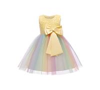 Robe Princesse Enfant Fille Bowknots Tulle sans Manches Anniversaire Noeud Papillon Robe de Soirée Fête Robes Formelle Fête D'anniversaire Mariage Demoiselle D'honneur Dress Filles Âge pour 2-9 Ans