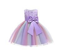 Robe Princesse Enfant Fille Bowknots Tulle sans Manches Anniversaire Noeud Papillon Robe de Soirée Fête Robes Formelle Fête D'anniversaire Mariage Demoiselle D'honneur Dress Filles Âge pour 2-9 Ans