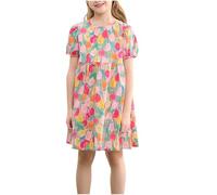 Robe Princesse Enfant Fille été Fluide Imprimé Fleurie Bohème Ligne A Robe Filles Chic Et Elegant Casual Robes de Fête Soirée Ceremonie Vacances Tunique Robes d'été légère Dress de Plage 2-16 Ans