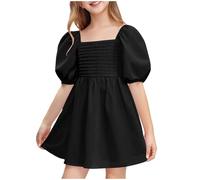 Robe Princesse Enfant Fille Manches Courtes Robe Enfants Filles Chic et Elegant Léger Fluide Casual Soirée Ceremonie Vacances Robes d'été légère Dress de Plage Mode Vêtements Pas Cher 3-12 ans