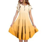 Robe Princesse Fille 5 Ans-Robe D'éTé pour Fille, DéGradé De Couleurs, Col Rond, Manches Flottantes, Coupe TrapèZe, DéContractéE, Respirante, Confortable Et Ludique