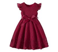 Robe Princesse Fille dentelle Vêtements Été A-Ligne Dress Sans Manches Robes Décontracté Loose Vêtement Robe Respirant Vêtements Bowknot Dress 3-10 Ans Mes Commandes en Cours de Livraison Vin, 3 Ans