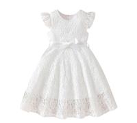 Robe Princesse Fille dentelle Vêtements Été A-Ligne Dress Sans Manches Robes Décontracté Loose Vêtement Élégant Mode Robe Classique Respirant Vêtements Bowknot Dress 3-10 Ans Soldes Blanc, 5 Ans