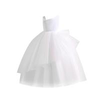 Robe Princesse Fille Élégante Col Rond Vêtements Longue demoiselle D'Honneur Robe de Soirée Fête Robes de Soirée Mariage Vêtement Sans Manches Luxueuse Habillement Votre Compte Blanc, 12 Ans