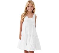 Robe Princesse Fille été sans Manche Fluide Ample Bohème Robe Tunique Enfant Filles Chic et Elegant Léger Casual Robes de Fête Mariage Soirée Ceremonie Vacances Dress pour Filles 3-14 Ans