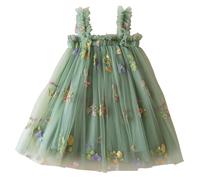 Robe Princesse Fille Printemps, Robe Ceremonie Fille Chic, Jeune Enfant Princesse Tutu Fleur sans Manches Filles Robes Tulle Papillon Robes Mariage FêTe d'anniversaire pour 2-14 Ans