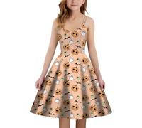 Robe Princesse Fille-Robe d'halloween pour Filles-Style médiéval-sans Manches-Coupe trapèze-avec Fermeture éclair élastique au Dos-pour fête costumée (Rose Gold-9-10 Years)