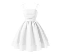 Robe Princesse Fille sans Manches, Robe Enfant Fille Mariage Corset À Ordures avec Nœud Ajustement De Sangle Spaghetti A-Line Ete Grande Taille Fluide Plissée Couleur Unie Tenue Anniversaire FêTe