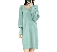 Robe pull à col rond pour femme - En cachemire - Vintage - Chaud - Manches longues, 1, M