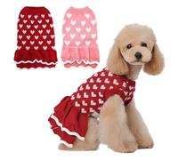 Robe Pull Chaude pour Chiens Et Chats De La Saint-Valentin avec des Motifs Coeur Les Petits Animaux Compagnie Tricots d'hiver Vêtements Animaux Compagnie Valentines Day Dog Sweater