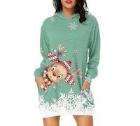 Robe Pull De NoëL Femme Chic Sweat à Capuche Hiver - Sweatshirt Longue Hoodie Casual Manches Longues Impression De NoëL Wapiti DéContracté Chic Ample ÉLéGant Robe De Noel SoiréE Et FêTe