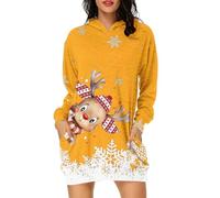 Robe Pull De NoëL Femme Chic Sweat à Capuche Hiver, Sweatshirt Longue Hoodie Casual Manches Longues Impression De NoëL Wapiti DéContracté Chic Ample ÉLéGant Robe De Noel SoiréE Et FêTe