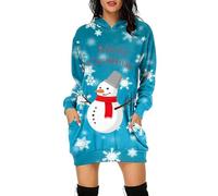 Robe Pull de Noel Femme Hiver Pullover Robe de Noel Drole, Sweat-shirt à capuche pour femmes manches longues confortable avec pochee pour Fête de Noël Réunion Familiale Soirée Cinéma Cadeau Festif