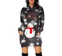 Robe Pull de Noel Femme Hiver Pullover Robe de Noel Drole, Sweat-shirt à capuche pour femmes manches longues confortable avec pochee pour Fête de Noël Réunion Familiale Soirée Cinéma Cadeau Festif