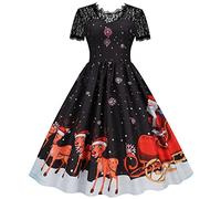 Robe Pull De Noel Femme Longue,Robe De SoiréE Femme ÉLéGante Inspiration AnnéEs 1950 avec Dentelle DéLicate pour ÉVéNements Festifs Et Occasions SpéCiales NoëL SoiréE Bal Maison CéLéBrations