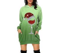Robe Pull de Noel Hiver Pullover Robe de Noel Drole, Sweat à capuche confortable pour tenuee quotidienne avec poche avant et tendance pour Fête de Noël Réunion Familiale Soirée Cinéma Cadeau Festif