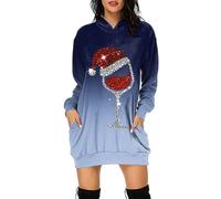 Robe Pull de Noel Hiver Pullover Robe de Noel Drole, Sweat à capuche confortable pour tenuee quotidienne avec poche avant et tendance pour Fête de Noël Réunion Familiale Soirée Cinéma Cadeau Festif