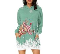 Robe Pull de Noël Tricot Chaud d'hiver avec Motifs, Sweat-shirt à capuche imprimé de Noël confortable pour saison automne hiver casual pour Fête de Noël Réunion Familiale Soirée Cinéma Cadeau Festif