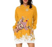 Robe Pull de Noël Tricot Chaud d'hiver avec Motifs, Sweat-shirt à capuche imprimé de Noël confortable pour saison automne hiver casual pour Fête de Noël Réunion Familiale Soirée Cinéma Cadeau Festif