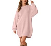 Robe pull en tricot à col rond décontracté tenue décontractée garde-robe | Col rond classique. La forme décontractée se marie facilement avec un jean, un legging ou un pantalon.