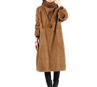 Robe pull en velours côtelé à col roulé et col roulé pour femme - Mode d'hiver - Loisirs - Garde au chaud - Long manteaux, café, 3XL